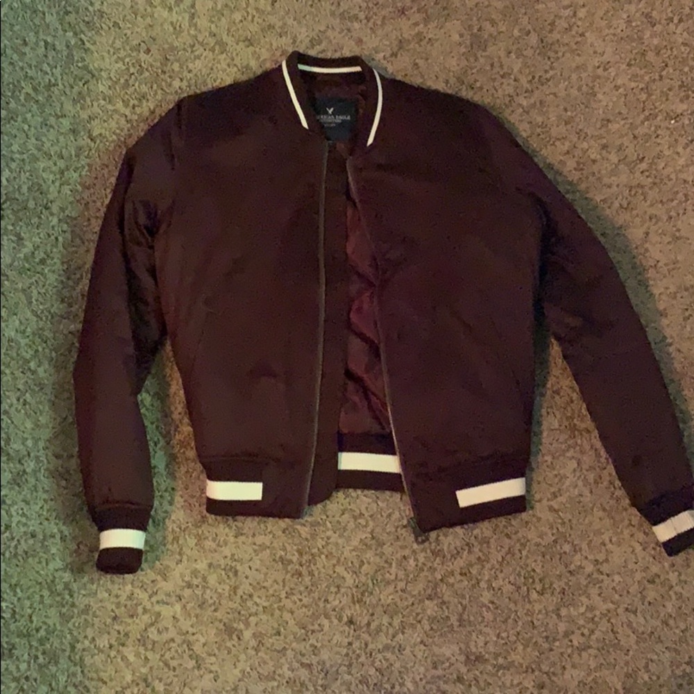 Burgundy bomber jacket
